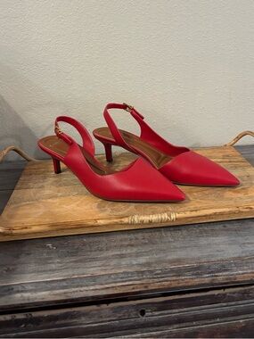 Franco Sarto Slingback Kitten Heel RED STUNNING size 8